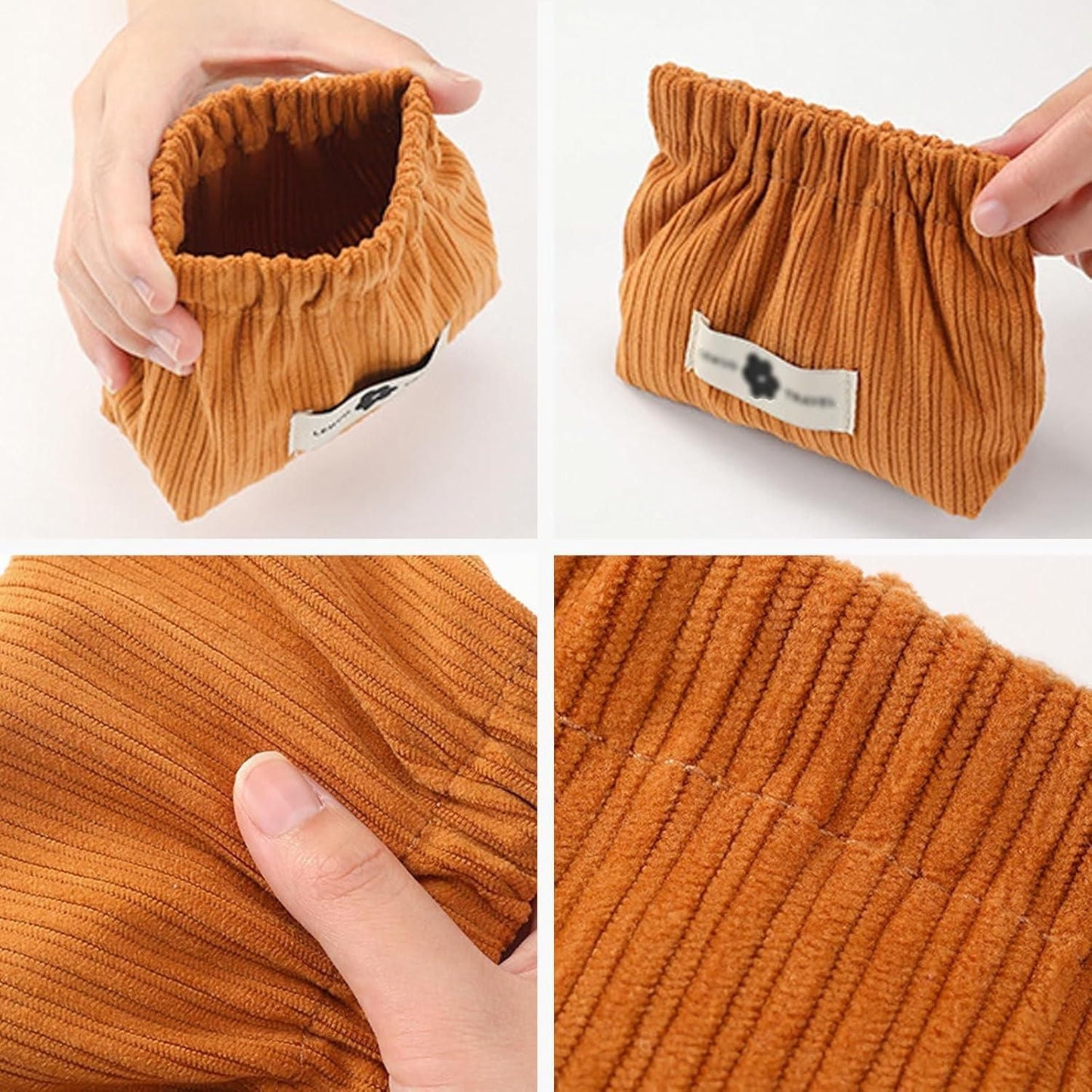 Small Makeup Bag Tiny Pouch Wallet Casual Corduroy Elastic Hair Tie Organizer